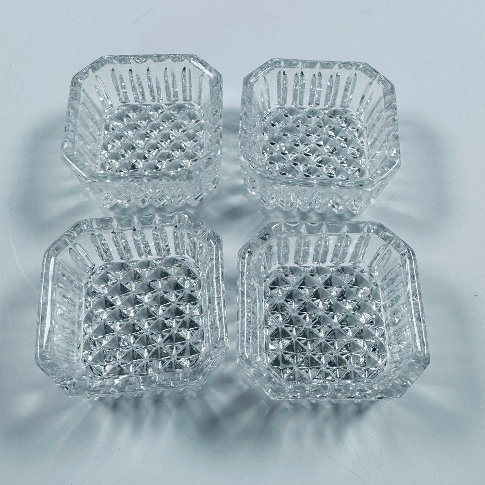 Vintage EAPG Early American Salt Cellars Pinch Pots Diamond Point 4 pcs Elegant